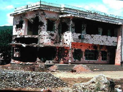 Qui Nhon Radio Station after the Tet attack of 1968. This photo was on the cover of Time Magazine. 